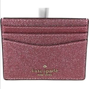 🆕 Kate Spade - lola glitter boxed small slim card holder - rose gold pink